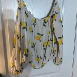 Lemon longsleeve off the shoulder top